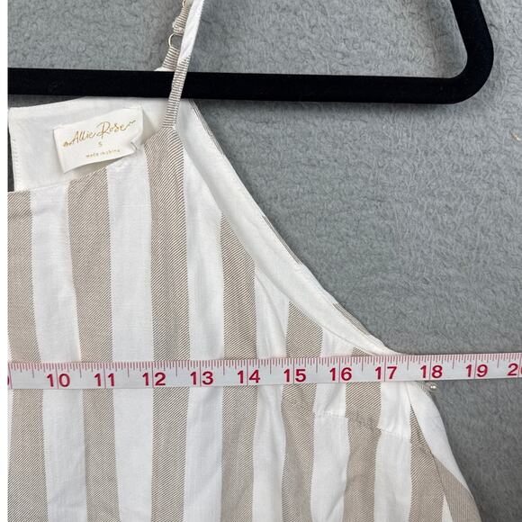 Allie Rose Rayon Pants Set Crop Top Loose Flowy Fit Tan White Stripe Size S - Picture 7 of 11